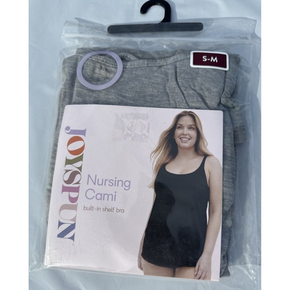 Joyspun Nursing Cami Tank Top Built-In Shelf Bra Hidden Clip Gray Women's‎ S/M - Picture 1 of 2